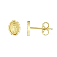 14K Yellow Gold Virgin Mary Stud Earring 14K Yellow Gold Virgin Mary Stud Earring