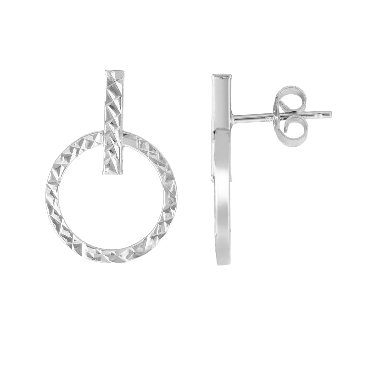 14K White Gold Diamond Cut Earring 14K White Gold Diamond Cut Earring