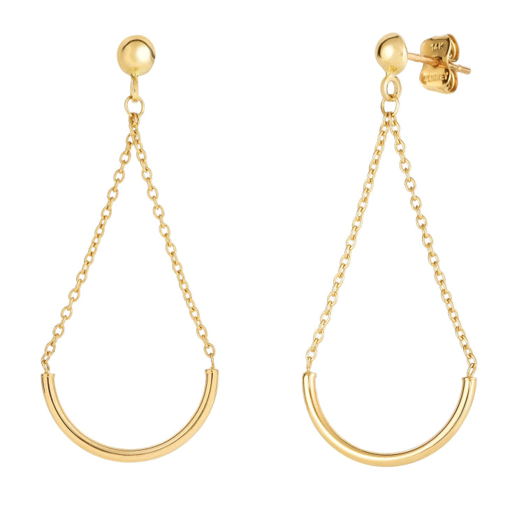 14K Yellow Gold Polished Curved Bar Drop Earring 14K Yellow Gold Polished Curved Bar Drop Earring