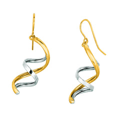 14K Yellow & White Gold Swirl Drop Earring 14K Yellow & White Gold Swirl Drop Earring