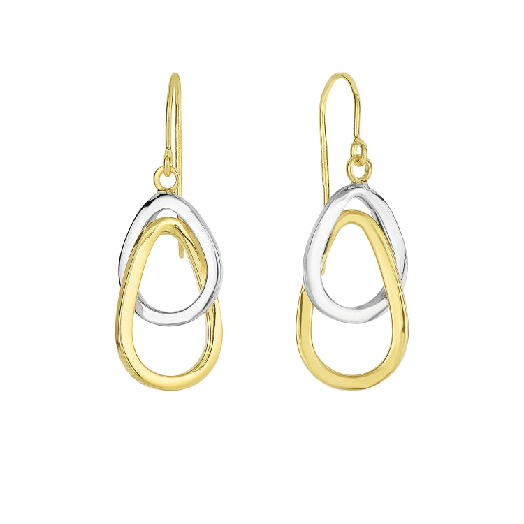 14K Yellow & White Gold Interlocked Ovals Drop Earring 14K Yellow & White Gold Interlocked Ovals Drop Earring