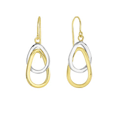 14K Yellow & White Gold Interlocked Ovals Drop Earring 14K Yellow & White Gold Interlocked Ovals Drop Earring