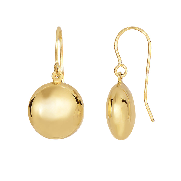 14K Yellow Gold Polished Round Drop Earring 14K Yellow Gold Polished Round Drop Earring