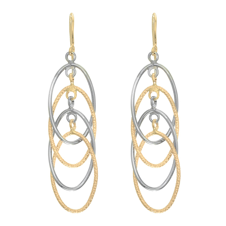 14K Yellow & White Gold Polished Interlocking Oval Dangle Earring 14K Yellow & White Gold Polished Interlocking Oval Dangle Earring