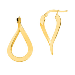 14K Yellow Gold Tear Drop Twist Freeform Earring 14K Yellow Gold Tear Drop Twist Freeform Earring