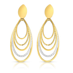 14K Yellow & White Gold Diamond Cut & Polished Oval Multi-Layered Dangle Earring 14K Yellow & White Gold Diamond Cut & Polished Oval Multi-Layered Dangle Earring