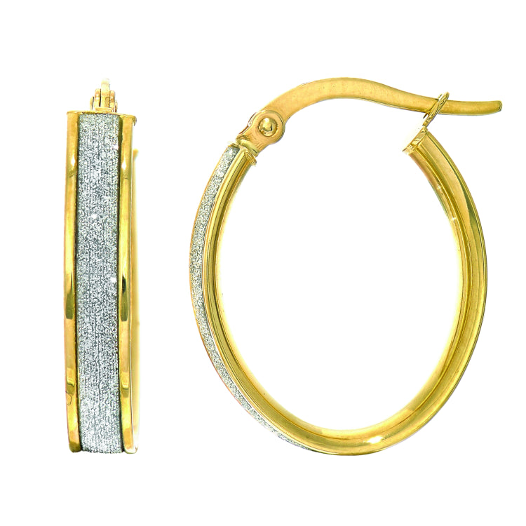 14K Yellow Gold 15MM Glitter Hoop Earring 14K Yellow Gold 15MM Glitter Hoop Earring