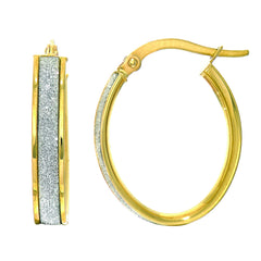 14K Yellow Gold 15MM Glitter Hoop Earring 14K Yellow Gold 15MM Glitter Hoop Earring