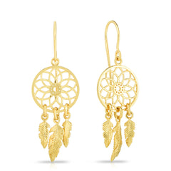 14K Yellow Gold  Dreamcatcher Earring 14K Yellow Gold  Dreamcatcher Earring