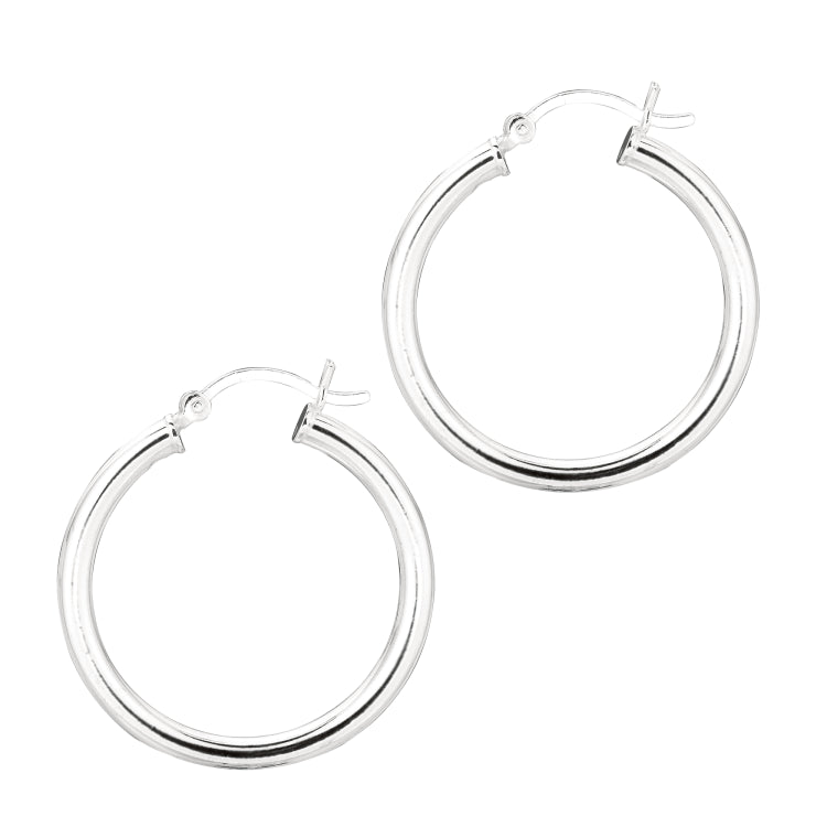 Sterling Silver 3x25mm Hoop Earring Sterling Silver 3x25mm Hoop Earring