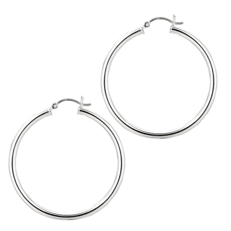 Sterling Silver 3x40mm Hoop Earring Sterling Silver 3x40mm Hoop Earring