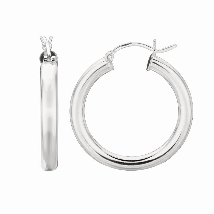 Sterling Silver 4x25mm Hoop Earring Sterling Silver 4x25mm Hoop Earring