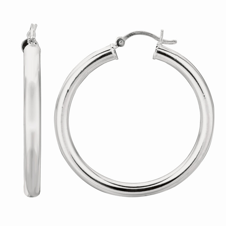 Sterling Silver 4x35mm Hoop Earring Sterling Silver 4x35mm Hoop Earring