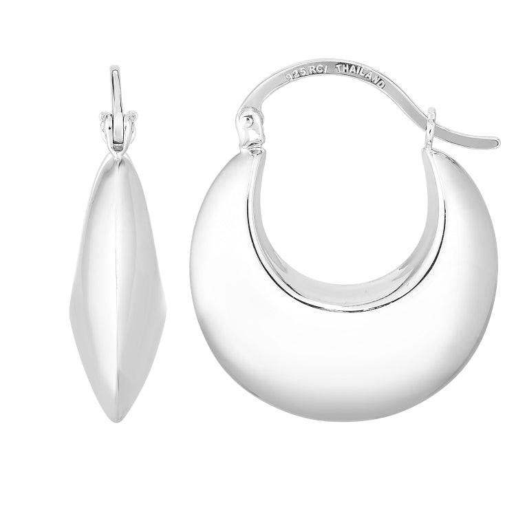 Sterling Silver Small Round Puffy Hoop Earring Sterling Silver Small Round Puffy Hoop Earring