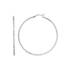 Sterling Silver 50mm Striped Diamond Cut Hoop Earring Sterling Silver 50mm Striped Diamond Cut Hoop Earring