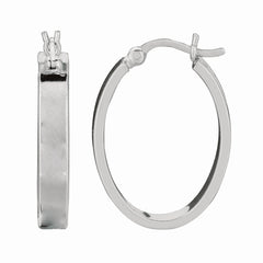 Sterling Silver Oval Square Edge Hoop Earring Sterling Silver Oval Square Edge Hoop Earring