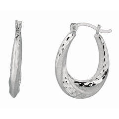 Sterling Silver Diamond Cut & Polished Twist Puffed Hoop Earring Sterling Silver Diamond Cut & Polished Twist Puffed Hoop Earring