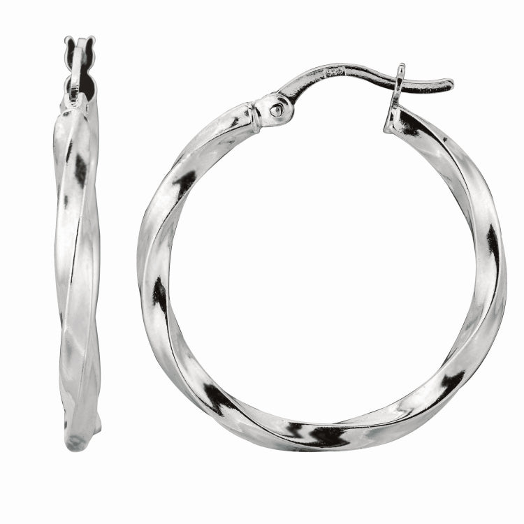Sterling Silver Large Puff Twist Diamond Cut Hoop Earring Sterling Silver Large Puff Twist Diamond Cut Hoop Earring