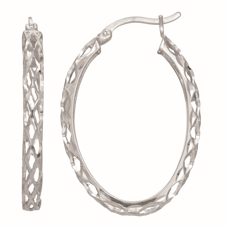 Sterling Silver Oval Birdcage Hoop Earring Sterling Silver Oval Birdcage Hoop Earring