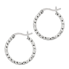Sterling Silver 2x15MM Diamond Cut Hoop Earring Sterling Silver 2x15MM Diamond Cut Hoop Earring