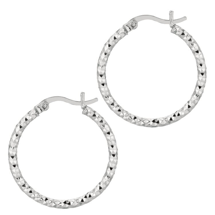 Sterling Silver 2x20MM Diamond Cut Hoop Earring Sterling Silver 2x20MM Diamond Cut Hoop Earring