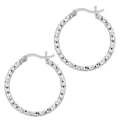 Sterling Silver 2x20MM Diamond Cut Hoop Earring Sterling Silver 2x20MM Diamond Cut Hoop Earring