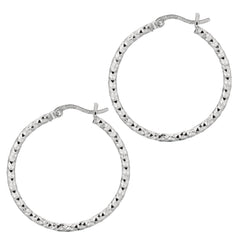 Sterling Silver 2x25MM Diamond Cut Hoop Earring Sterling Silver 2x25MM Diamond Cut Hoop Earring