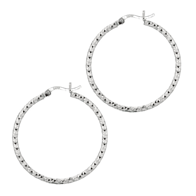 Sterling Silver 2x30MM Diamond Cut Hoop Earring Sterling Silver 2x30MM Diamond Cut Hoop Earring