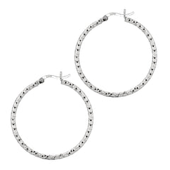 Sterling Silver 2x30MM Diamond Cut Hoop Earring Sterling Silver 2x30MM Diamond Cut Hoop Earring