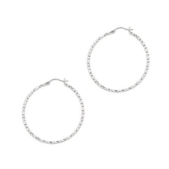 Sterling Silver 2x40MM Diamond Cut Hoop Earring Sterling Silver 2x40MM Diamond Cut Hoop Earring