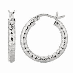 Sterling Silver 3x15MM Diamond Cut Hoop Earring Sterling Silver 3x15MM Diamond Cut Hoop Earring