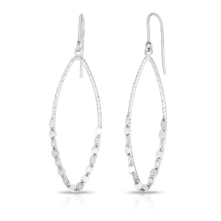 Sterling Silver Long Oval Mirror Chain Dangle Earring Sterling Silver Long Oval Mirror Chain Dangle Earring