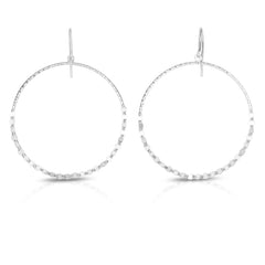 Sterling Silver Large Circle Mirror Chain Dangle Earring Sterling Silver Large Circle Mirror Chain Dangle Earring