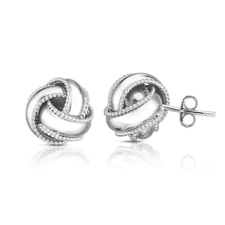 Sterling Silver Textured Border Polished Love Knot Earring Sterling Silver Textured Border Polished Love Knot Earring