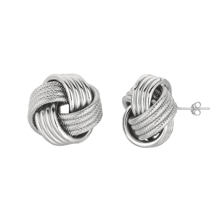 Sterling Silver Mini Textured & Polished Love Knot Earring Sterling Silver Mini Textured & Polished Love Knot Earring