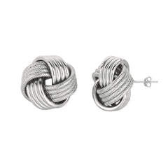 Sterling Silver Mini Textured & Polished Love Knot Earring Sterling Silver Mini Textured & Polished Love Knot Earring