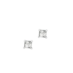 Sterling Silver 4MM Princess CZ Stud Earring Sterling Silver 4MM Princess CZ Stud Earring