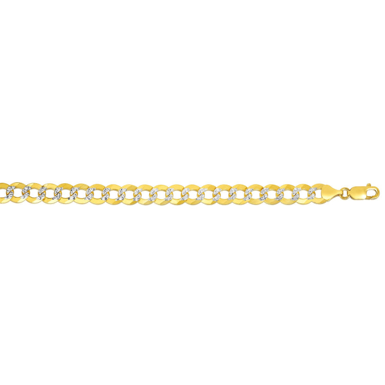 14K Yellow Gold 9.7mm White Pave Curb 8.5 Chain Bracelet with Lobster Lock 14K Yellow Gold 9.7mm White Pave Curb 8.5 Chain Bracelet with Lobster Lock