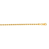 14K Yellow Gold 22 3.5mm Diamond Cut Royal Rope Chain with Lobster Lock