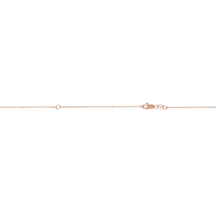 10K Rose Gold 0.87mm Extendable Diamond Cut Cable 18 Chain with Lobster Lock. Jump ring at 16 inches. 10K Rose Gold 0.87mm Extendable Diamond Cut Cable 18 Chain with Lobster Lock. Jump ring at 16 inches.