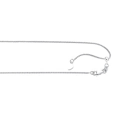 10K White Gold 1.0mm Adjustable (adjusts up to 22 inches) Wheat 22 Chain with Lobster Lock 10K White Gold 1.0mm Adjustable (adjusts up to 22 inches) Wheat 22 Chain with Lobster Lock