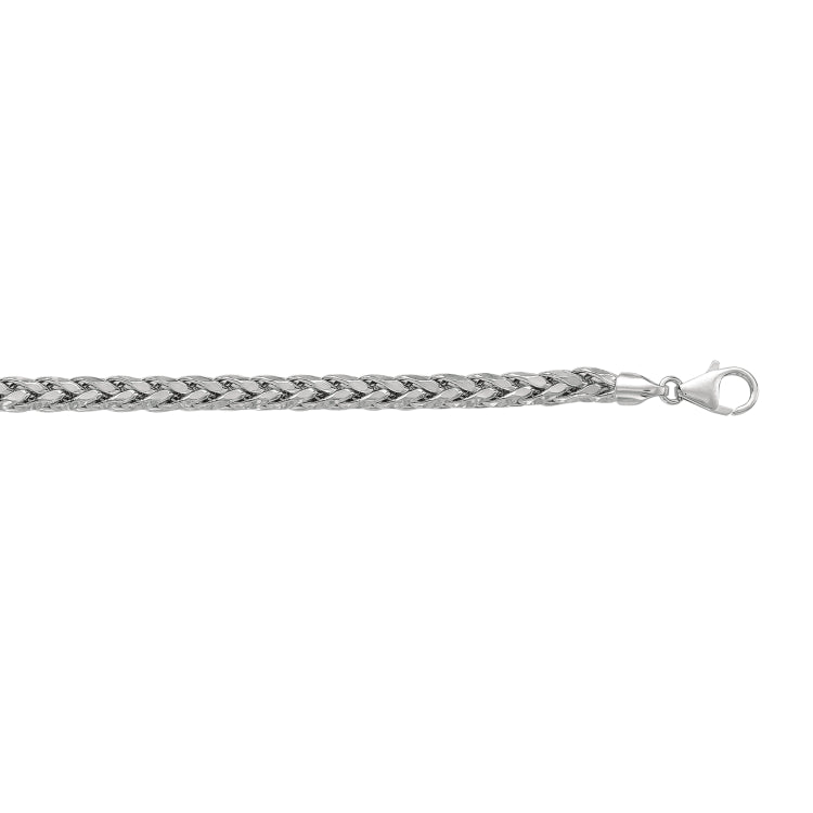 Sterling Silver 5.0mm Semi-Solid Wheat 24 Chain with Lobster Clasp Sterling Silver 5.0mm Semi-Solid Wheat 24 Chain with Lobster Clasp