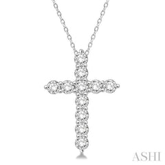 3/4 Ctw Round Cut Diamond Cross Pendant in 14K White Gold with Chain 3/4 Ctw Round Cut Diamond Cross Pendant in 14K White Gold with Chain