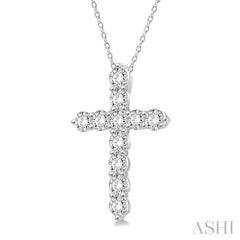 3/4 Ctw Round Cut Diamond Cross Pendant in 14K White Gold with Chain 3/4 Ctw Round Cut Diamond Cross Pendant in 14K White Gold with Chain