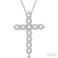 3/4 Ctw Round Cut Diamond Cross Pendant in 14K White Gold with Chain 3/4 Ctw Round Cut Diamond Cross Pendant in 14K White Gold with Chain