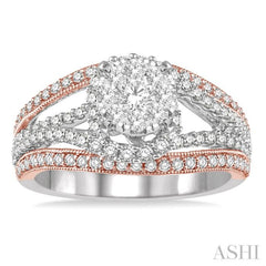 1 1/10 Ctw Round Diamond Lovebright Engagement Ring in 14K White and Rose Gold 1 1/10 Ctw Round Diamond Lovebright Engagement Ring in 14K White and Rose Gold
