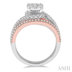 1 1/10 Ctw Round Diamond Lovebright Engagement Ring in 14K White and Rose Gold 1 1/10 Ctw Round Diamond Lovebright Engagement Ring in 14K White and Rose Gold