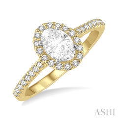 3/8 Ctw Diamond Ladies Engagement Ring with 1/4 Ct Oval Cut Center Stone in 14K Yellow and White Gold 3/8 Ctw Diamond Ladies Engagement Ring with 1/4 Ct Oval Cut Center Stone in 14K Yellow and White Gold