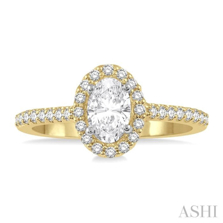 3/8 Ctw Diamond Ladies Engagement Ring with 1/4 Ct Oval Cut Center Stone in 14K Yellow and White Gold 3/8 Ctw Diamond Ladies Engagement Ring with 1/4 Ct Oval Cut Center Stone in 14K Yellow and White Gold