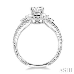 1 Ctw Diamond Engagement Ring with 1/2 Ct Round Cut Center Stone in 14K White Gold 1 Ctw Diamond Engagement Ring with 1/2 Ct Round Cut Center Stone in 14K White Gold
